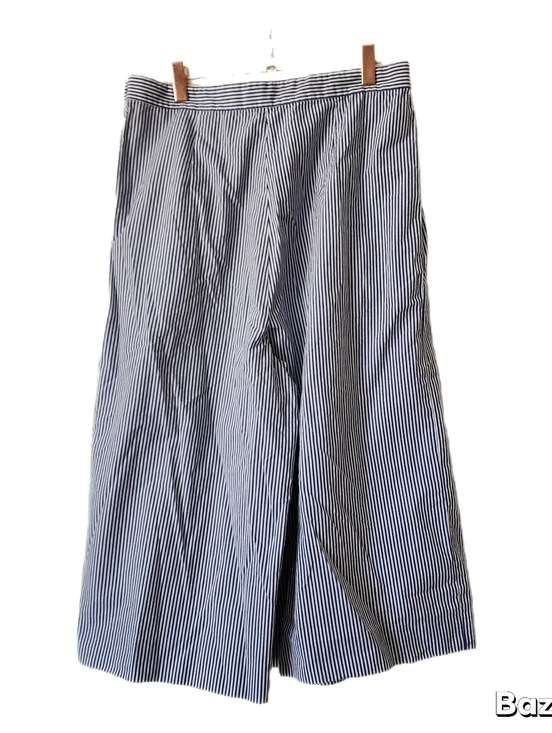 J. Crew Pants Womens Size 10 Blue White Stripe Wide Leg Culotte Crop Pleated - Picture 5 of 7